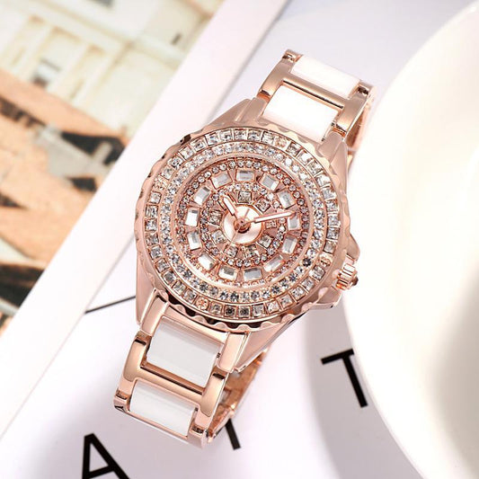 Advanced temperament diamond inlaid ceramic watch