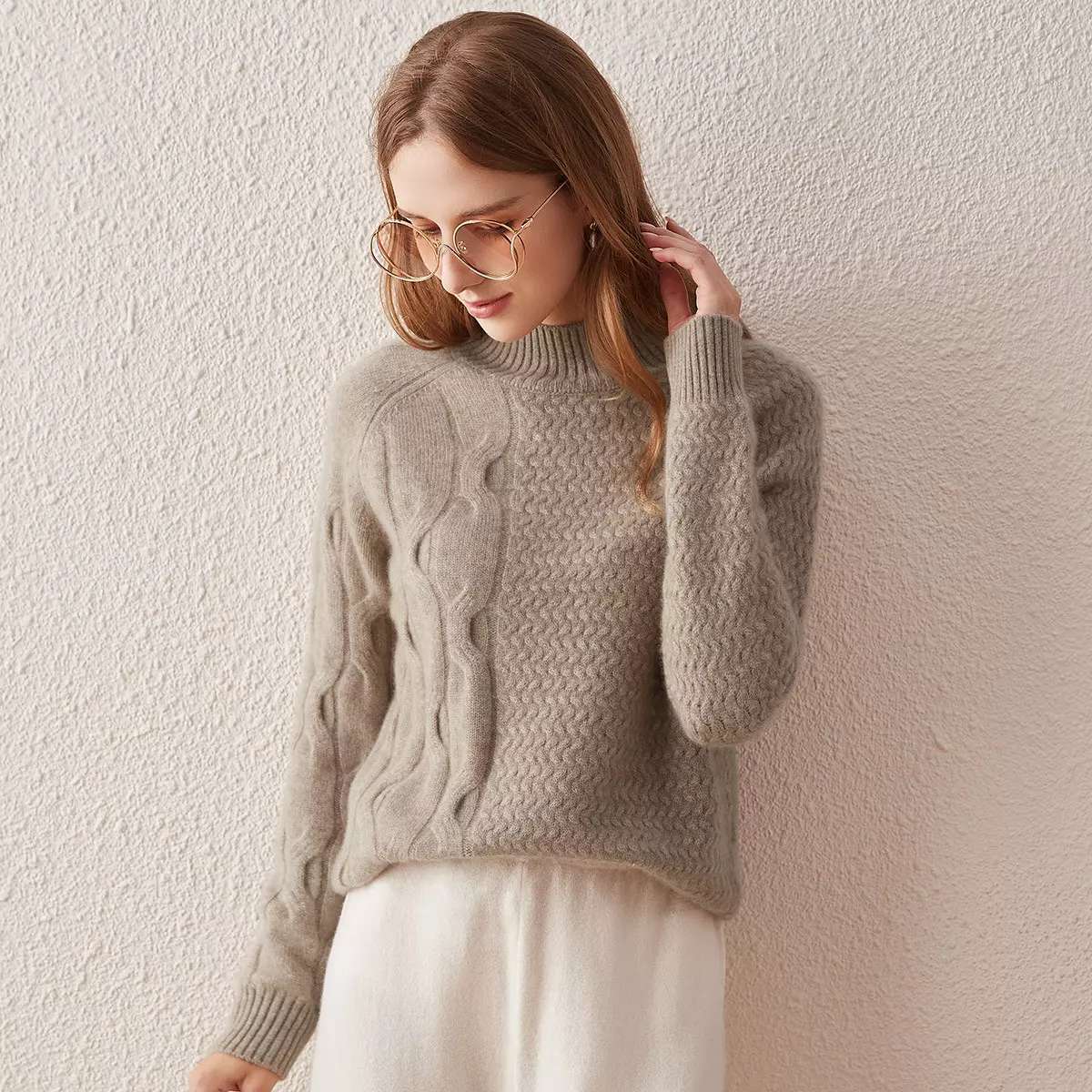 Cashmere high neck knitted cashmere sweater